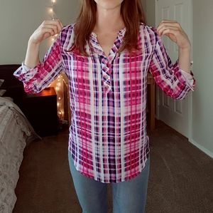 Pink + purple tie dye chiffon popover shirt